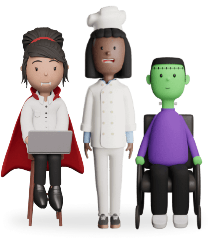 3 student characters.